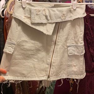 Signature 8 Distressed Fold Over Denim Skirt